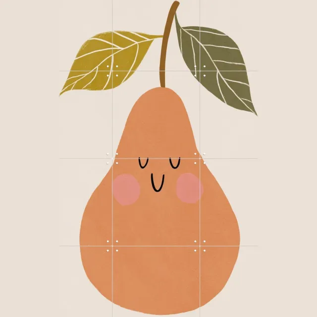 IXXI Happy Pear, Treechild & Various - 60 x 80 cm - Grote wanddecoratie en posters - Retro, Speels, Abstract, Illustraties, Cartoonesk, Babykamer Beige / Groen / Oranje