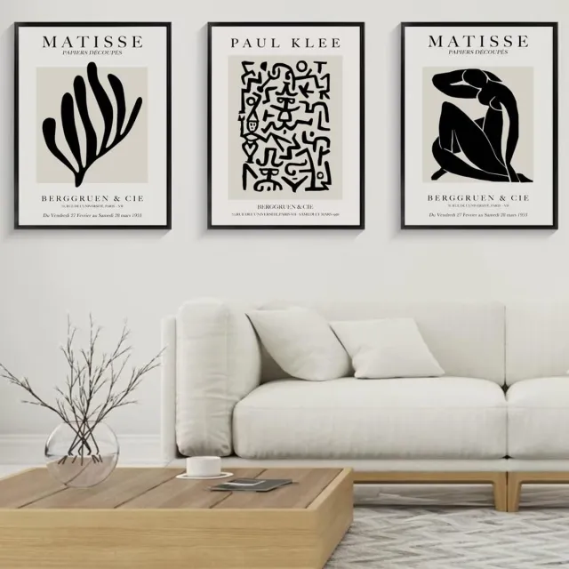 My Ninki ® Beige Kunstzinnige Canvas Wanddecoratie Set van 3 voor Slaapkamer en Woonkamer, 50 x 70 cm, Staand Formaat zwart