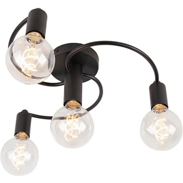 QAZQA facil - Moderne Plafondlamp - 4 lichts - Ø 450 mm - Zwart - Woonkamer | Slaapkamer | Keuken