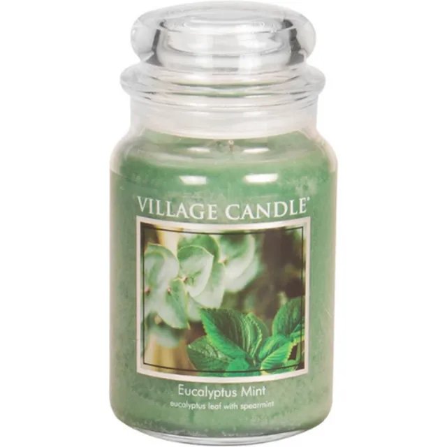 village candle Eucalyptus Mint Large Jar 170 Branduren Groen