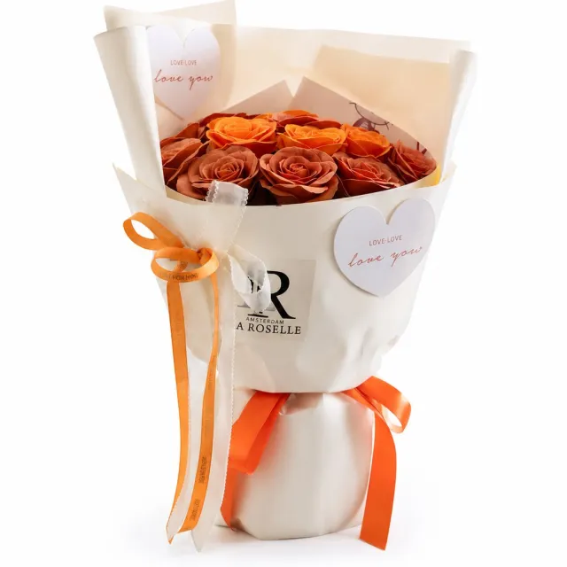 La Roselle Amsterdam Amsterdam Roselle Love - Rozenboeket - Kunst Rozen - Geurend - Oranje - Cadeauverpakking - feestdagen - bloemen