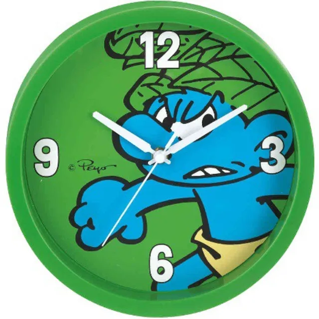 Leisure Wilde Smurf - De smurfen wandklok - groen - 25 cm