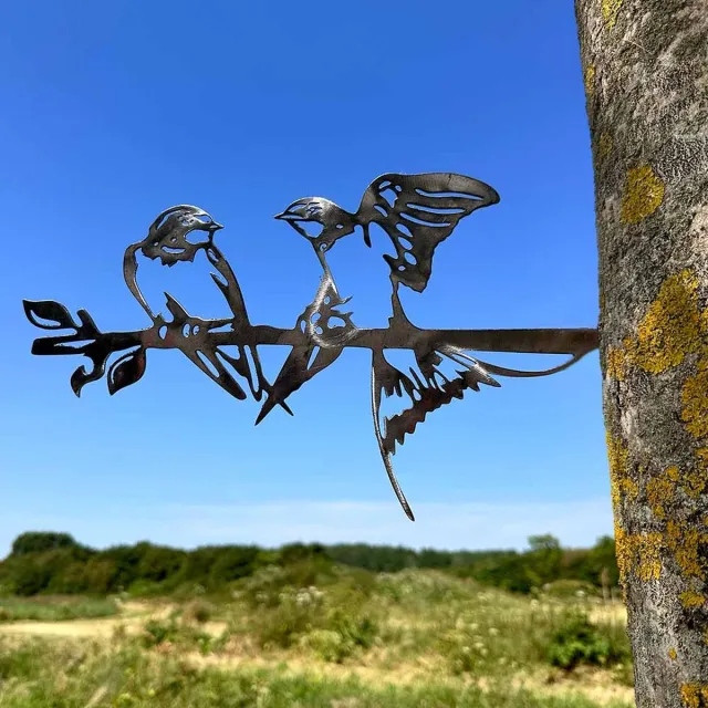 WOEFFY Zwaluwen van Cortenstaal | Swallow of Cortensteel | Zwaluwen | Swallow | Cortenstaal | Silhouette | Tuindecoratie | Tuin | Boomdecoratie | Boomprikker | Metal | Gecodeerd ijzer | Decoratie