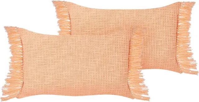 Beliani TANSY - Sierkussen set van 2 - Oranje - 40 x 60 cm - Katoen