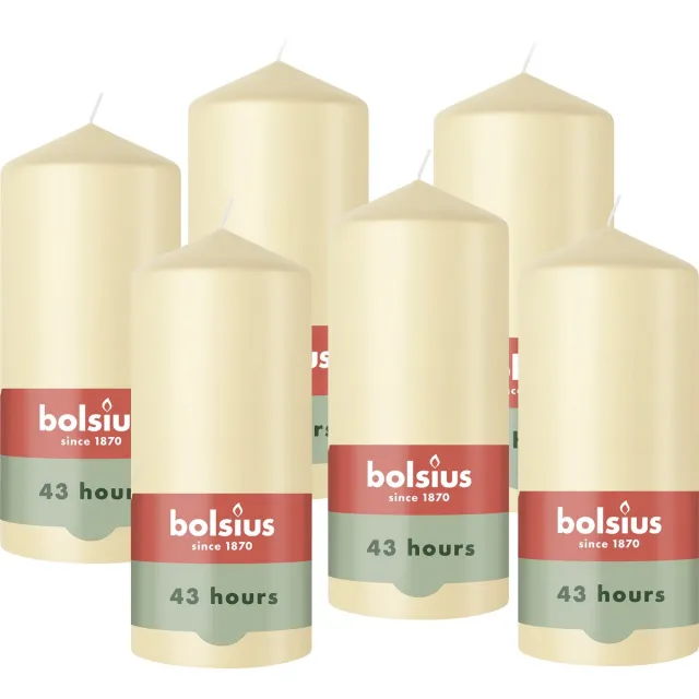 Bolsius Gladde Stompkaarsen - 6 Stuks - Beige - 13 cm - 43 Branduren