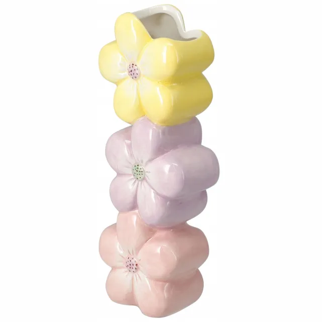Home & Styling Collection Keramische Vaas Bloemen 23CM Decoratieve Vaas voor Woonkamer Tafel Multicolor