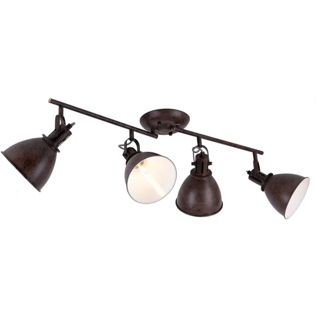 Globo Plafondlamp 4 spots Spotlight stripspot verplaatsbare spot plafondlamp, roest metaal, 4x E14 stopcontacten, LxBxH 80x15x20 cm Bruin
