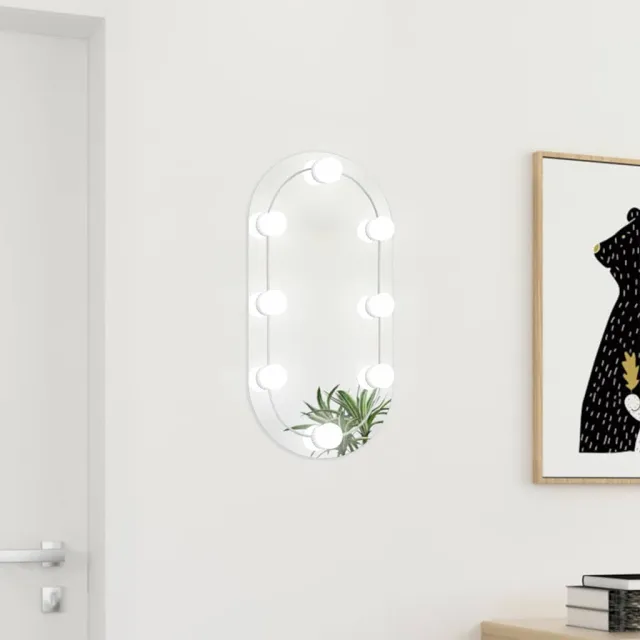 vidaXL Spiegel met LED-verlichting ovaal 60x30 cm glas Zilver