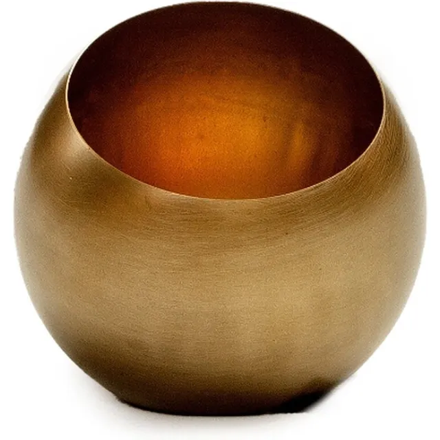 STILL Waxinelichthouder - Egg - Bol - Ijzer - Warm Goud - Set van 2 stuks - 11x10 cm Warmgoud