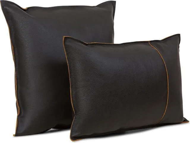 Natural Luxury Sierkussen - Leren - Zwart - 50 Cm X 35 Cm