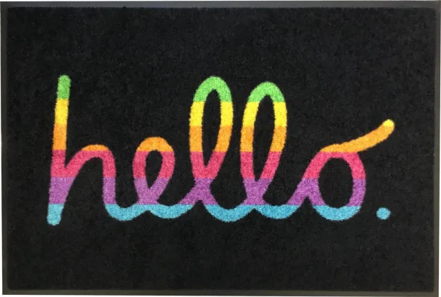 ADmat deurmat hello | Wasbaar | zwart | 75x50 cm full colour
