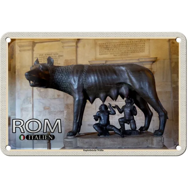 Femer Blechschild Reise Rom Italien Kapitolinische Wölfin 18x12cm Schild