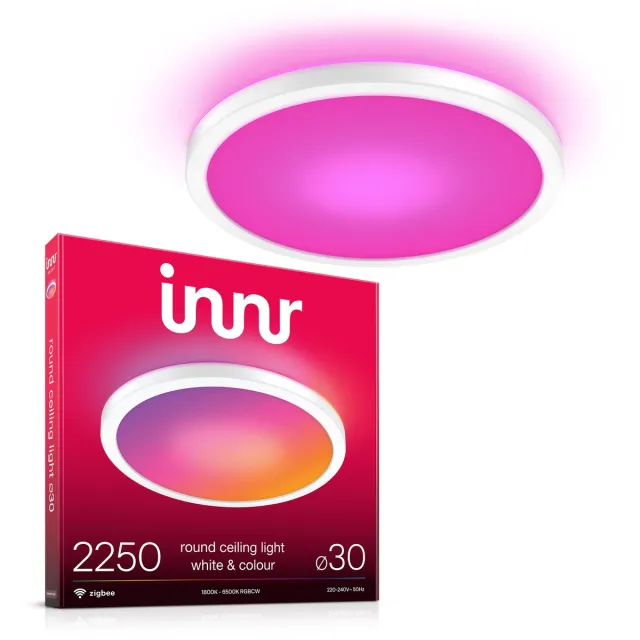 innr Smart Plafondlamp - 30 cm - Zigbee - geschikt voor Philips Hue - LED plafonniere kleur en warmwit tot koelwit licht - slimme lamp - dimbaar - 2250 Lumen Wit & Kleur