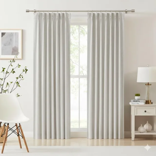 Famanu Natuur Gemengd linnen knijpplooi verduisterende gordijnen 213 cm lang voor woonkamer slaapkamer - thermisch geïsoleerde raambehandelingen - geplooide gordijnen voor track met 9 haken - 100 x Beige