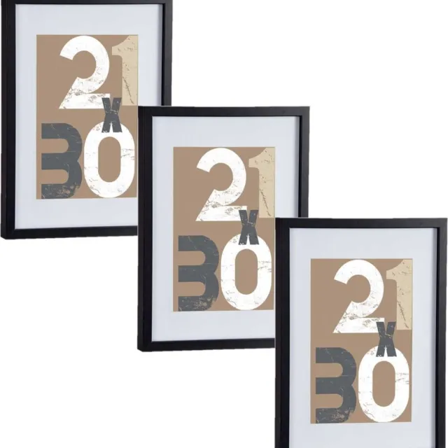 Arte r 3x stuks houten fotolijst - zwart - 30 x 40 cm - fotolijstje - met passe-partout - decoratie