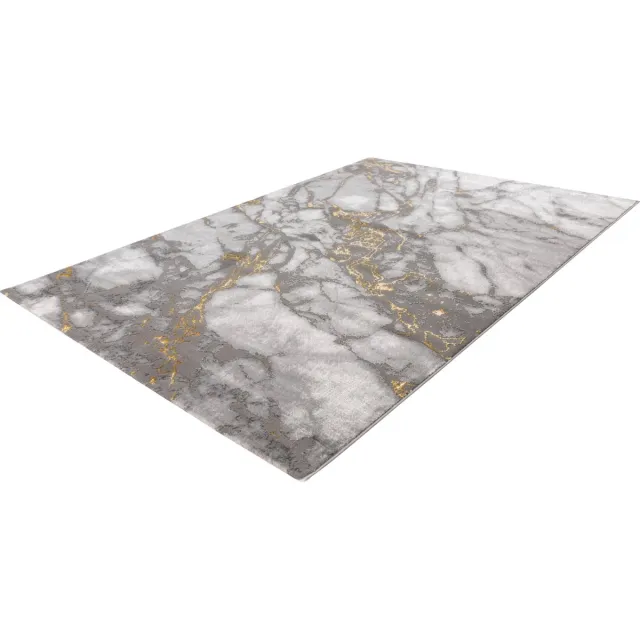 Tapijtenmagazijn Marmaris Vloerkleed – Goud – Marmerlook Design – Modern & Laagpolig – 80x150 cm Zilver goud