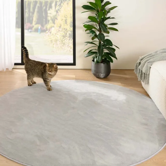 Tapeso Rond zacht vloerkleed - Plush zilver 200
