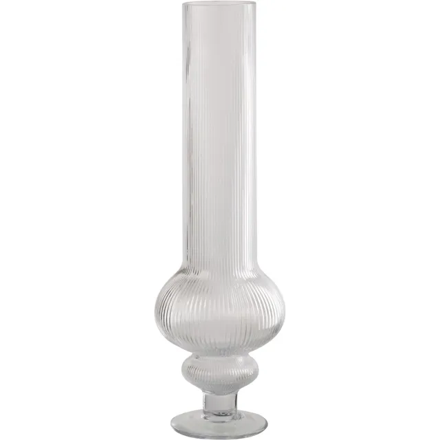 J-Line vaas Ada Geribbeld - glas - transparant - large