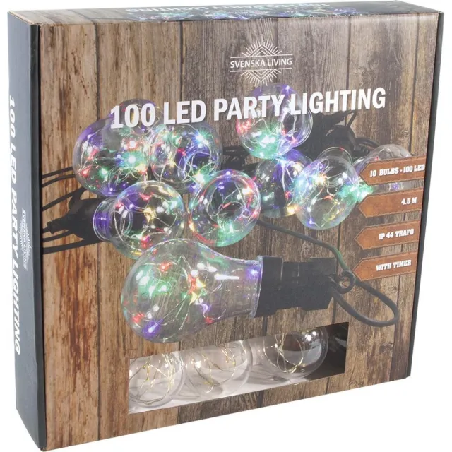 HIT trading Slinger Verlichting - 10 Multi LED lampen - 4.5 meter - Partyverlichting. Tuinverlichting. Met Timer