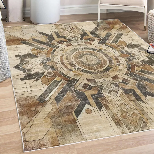ABAKUHAUS Vloerkleed - Woonkamer Tapijt - boho – 76 x 152 cm – licht camel Hoogpolig