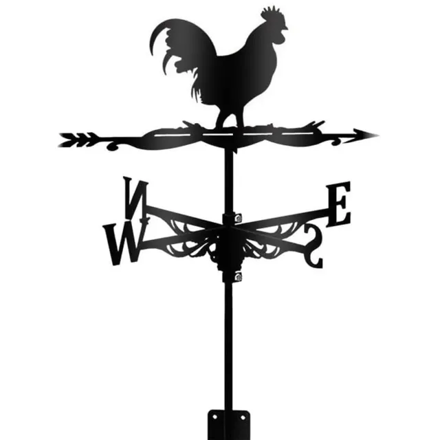 SNQ 1 Windwijzer - Metalen Haanvorm - Richtingsaanwijzer - Tuindecoratie - Geschikt voor schuren, boerderijen, tuinen, terrassen en daken Zwart
