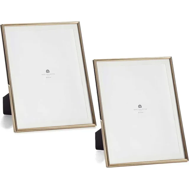 Giftdecor Fotolijstje voor 20 x 25 cm foto - 2x - goud - metaal - frame 23 x 28 cm - passe partout