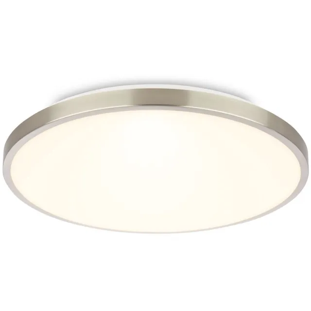 B.K.Licht BRILONER Competo – LED Plafondlamp – warm wit licht – nikkel mat – woonkamerlamp met decoratieve rand – Ø33 cm