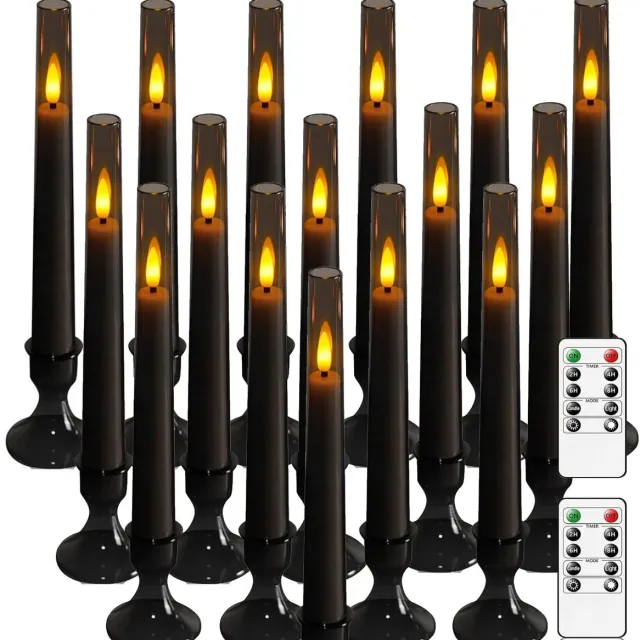 Dutchers Led Kaarsen - 10 Stuks - Vlam Loze Ledkaarsen - Met Afstandsbediening - Sfeerverlichting - Kerstverlichting - Dimbaar - Sfeerlicht - Fonkelende Vlamloze Kaarsen - 24 Uurs Timer Smokey