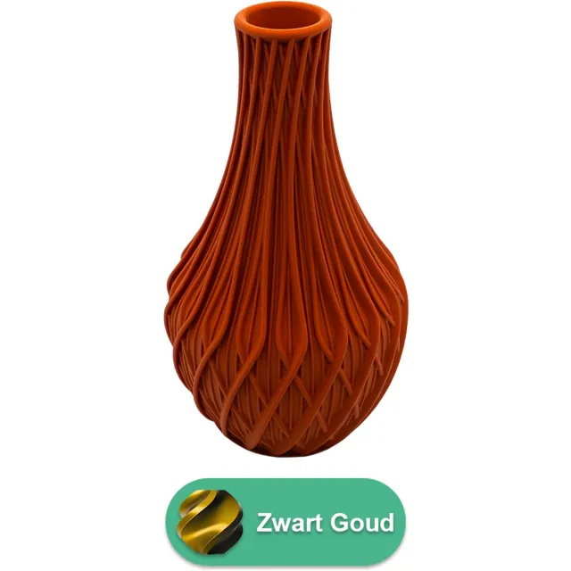 Lovora Miroa design vaas – Decoratieve vaas - Zwart / Goud - 3d geprinte vaas – geschikt voor droogbloemen - 25CM