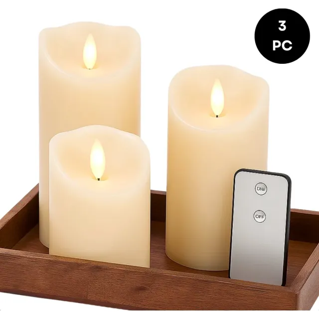 Lomera LED Kaarsen Set - Set van 3 - Afstandsbediening - Witte Kaarsen - Verschillende Hoogtes - Elektrische Kaarsen - LED Kaars Set nvt