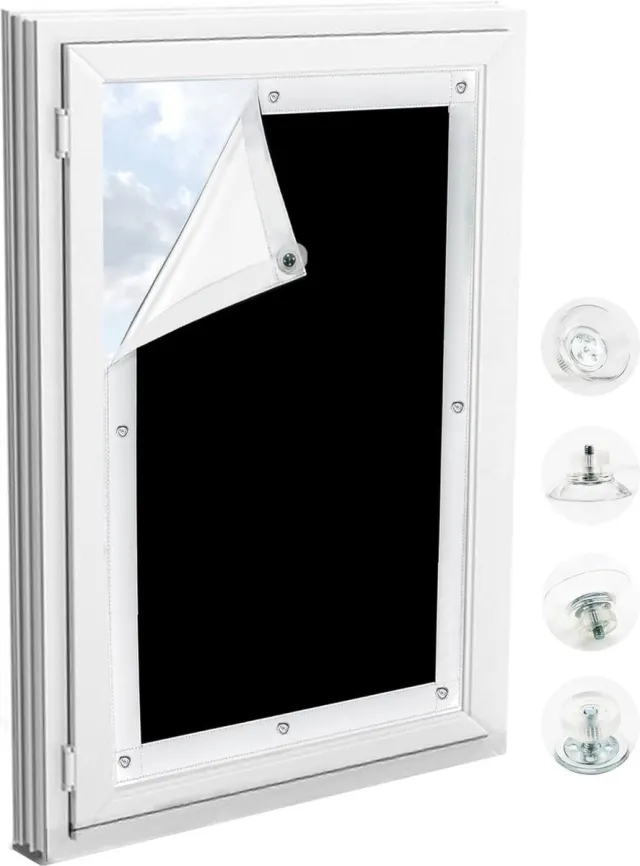 CLORD Verduisterend rolgordijn - 96x93cm - lichtondoorlaatbaar - zonder boren - zwart