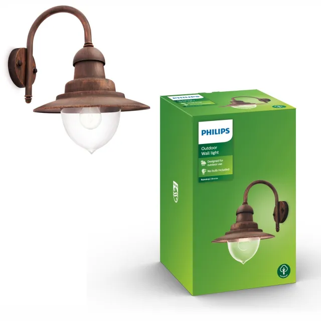 Philips Raindrop buitenwandlamp - 1-lichts - brons
