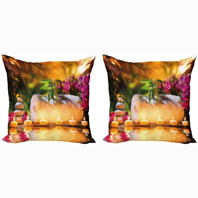 ABAKUHAUS Spa Kussenhoezen Set – 2x40x40 cm – Dubbelzijdig bedrukt – Mikrofaser Lila