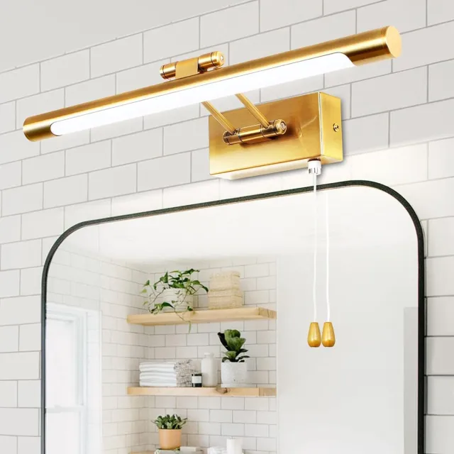 Ayangoods LED Spiegellamp Badkamer - Waterdicht - Flikkervrij Licht - Eenvoudige Installatie - Moderne Verlichting goud