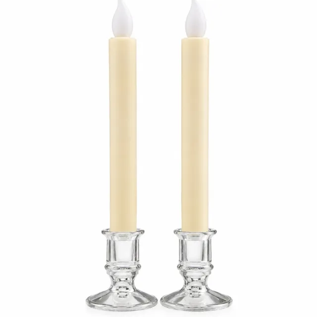 SWGOTA led kaarsen, set van 2, ivoorwit met vlamvormige top en 2 zilverkleurige houders, voor bruiloften en feestdecoratie