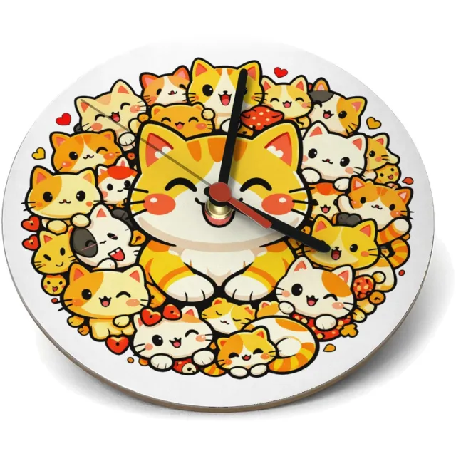 Mr Cadeautjes Klok rond Ø 19 - design Een compacte cirkel van vrolijke dieren rond één grote hoofd | cadeau Wit