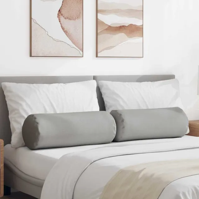 vidaXL Bolster Kussens 2 st Stof Wolkengrijs Dia. 25 x 70 cm