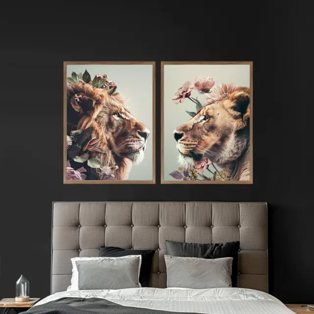 Plakkers Poster set Leeuw & Leeuwin 70 x 100 - Slaapkamer - Woonkamer Full-colour