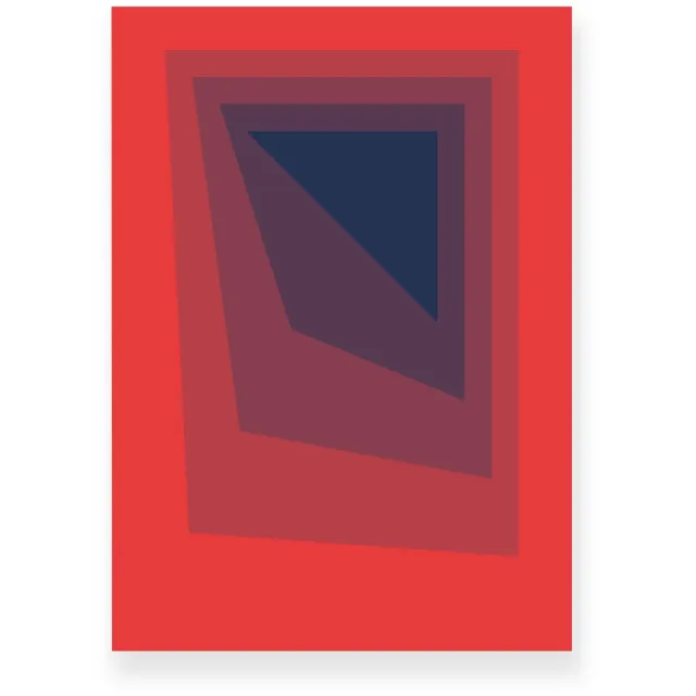 Yisual Poster 20x30 cm - Abstracte Kleurovergang - Verschuivende Rechthoeken - Rood - Blauw - Vintage - Op-Art - Muurdecoratie - Wanddecoratie