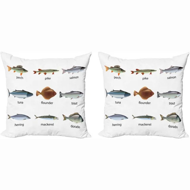 ABAKUHAUS Decoratieve kussenhoes met vismotief, 2 stuks, compositie met waterdier 60x60 cm, meerkleurig