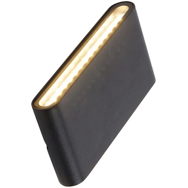 QAZQA batt - Moderne LED Wandlamp Up Down voor buiten - 2 lichts - D 3 cm - Zwart - Buitenverlichting Zwart LED