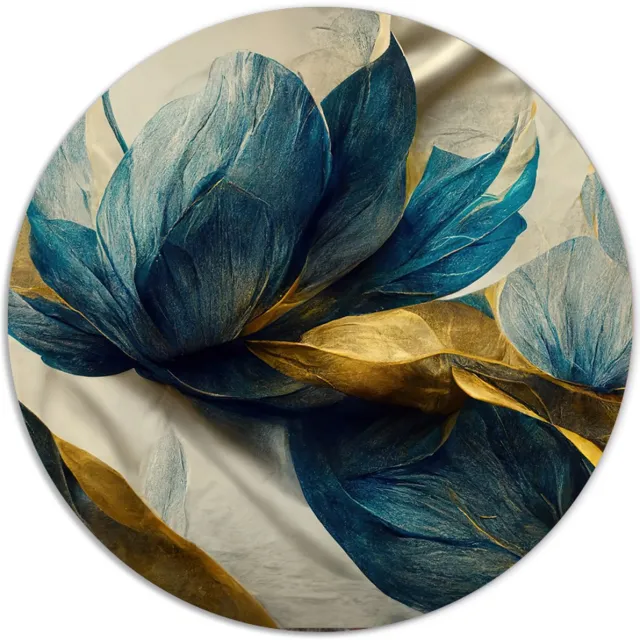 Label2X Muurcirkel art blauw goud - Ø 50 cm - Forex - Multicolor - Wandcirkel - Rond Schilderij - Muurdecoratie Cirkel - Wandecoratie rond - Decoratie voor woonkamer of slaapkamer