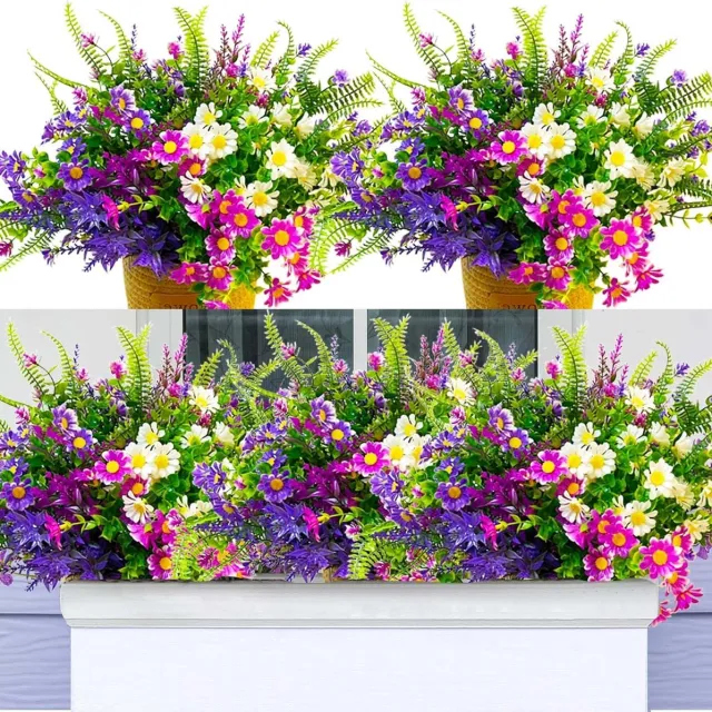 Ibenzoa Duurzame UV-Beschermde Kunstplanten Set - 8 Bossen voor Binnen en Buiten Decoratie multi