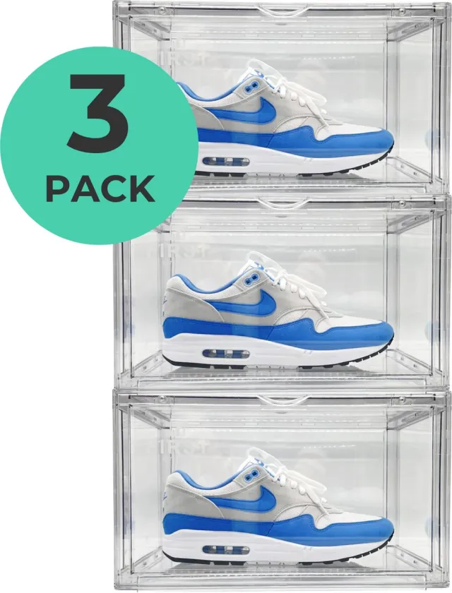 First Amsterdam Sneakerbox - 3 stuks - Schoenen doos - Schoenen opbergen - Schoenen opbergbox - Transparante box