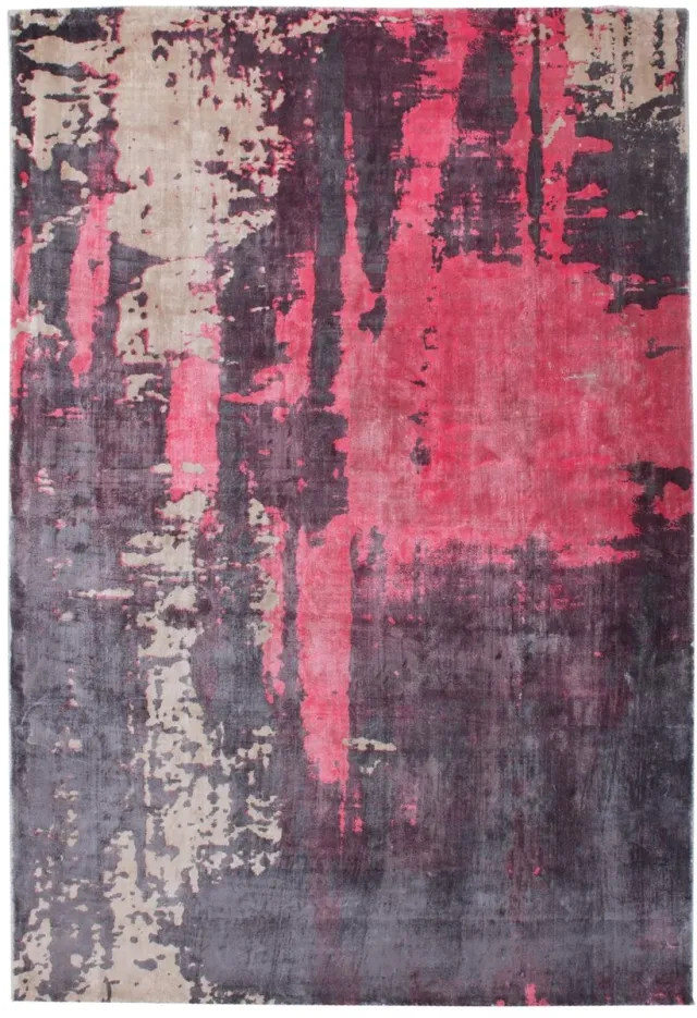 Padiro design laagpolig vloerkleed 70 x 140 cm - bordeaux - modern abstract ontwerp - voor vloerverwarming - van viscose rood