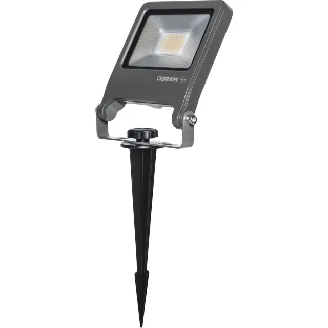 Osram ENDURA Garden Flood grondpen-schijnwerper, 20 W, 1700 lm, 3000 K warm wit, IP65, kabel van 2 m met stekker, donkergrijs aluminium