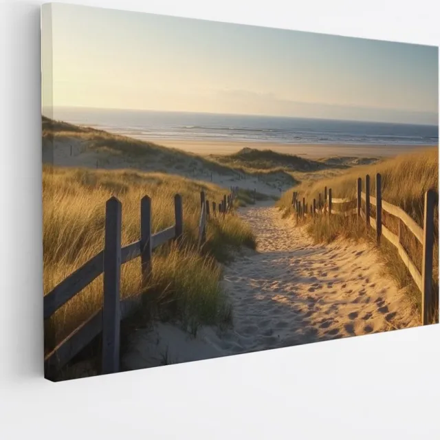 Saammp Canvas Schilderij - Pad door De Duinen - strand en zee - 30x20 - Foto op canvas - Wanddecoratie - muurdecoratie Woonkamer - Slaapkamer decoratie - Canvas Print Multicolor