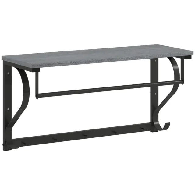 ZYLARO Kapstok - Wandkledingrek - Kapstokhaak - 5 Haken - Bovenste Plank - Veelzijdig - Grijs