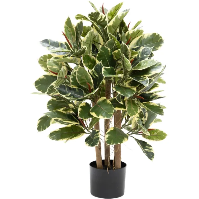 PrettyPlants Ficus Elastica Kunstplant 90cm groen