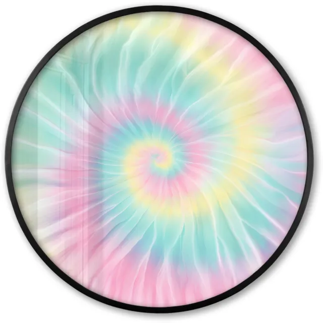 FrameYourWall Poster in lijst Rond - Fotolijst 80x80 cm - Posters - Pasteltinten - Tie dye - Roze - Ronde posterlijst zwart - Decoratie - Wanddecoratie woonkamer - Muurdecoratie slaapkamer
